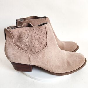 Jessica Simpson Size 9 Ankle Booties Perforated Boots Camel Tan Suede Zip Boho
